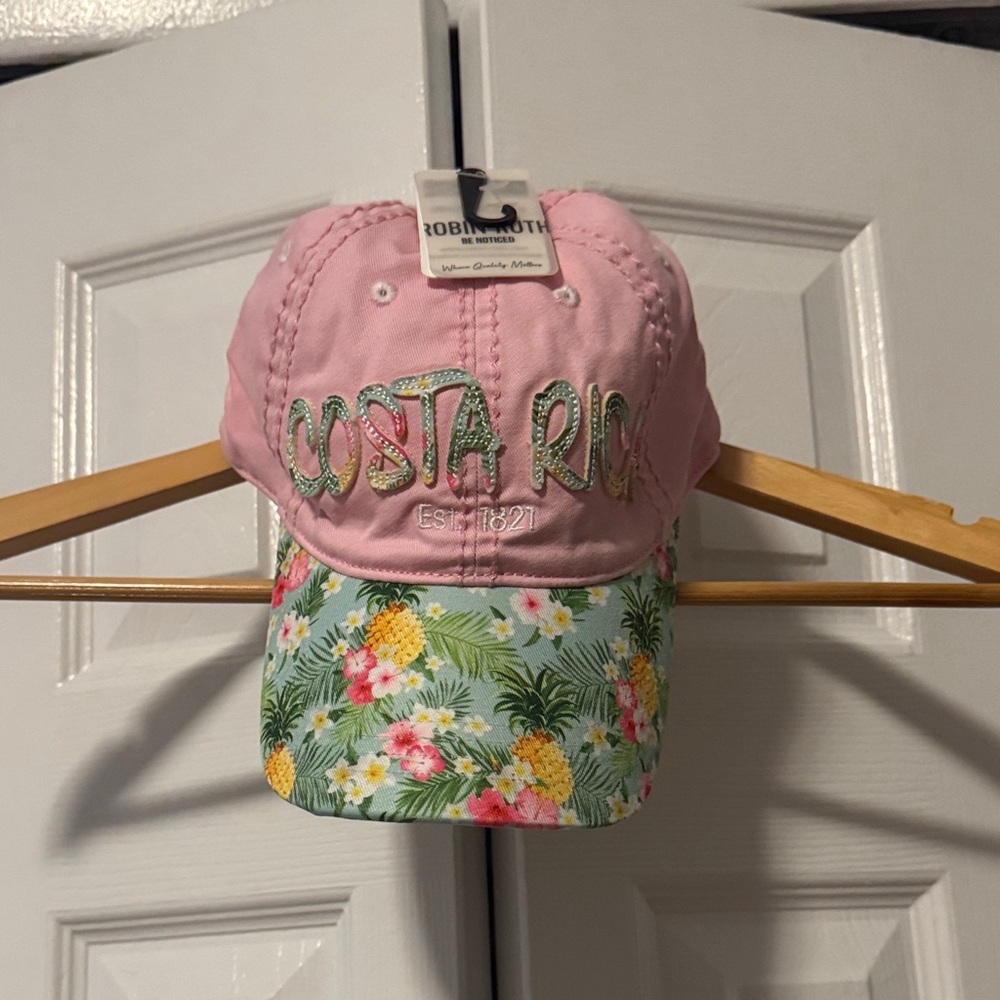 Costa Rica Pink Baseball Cap with Tropical Floral Visor